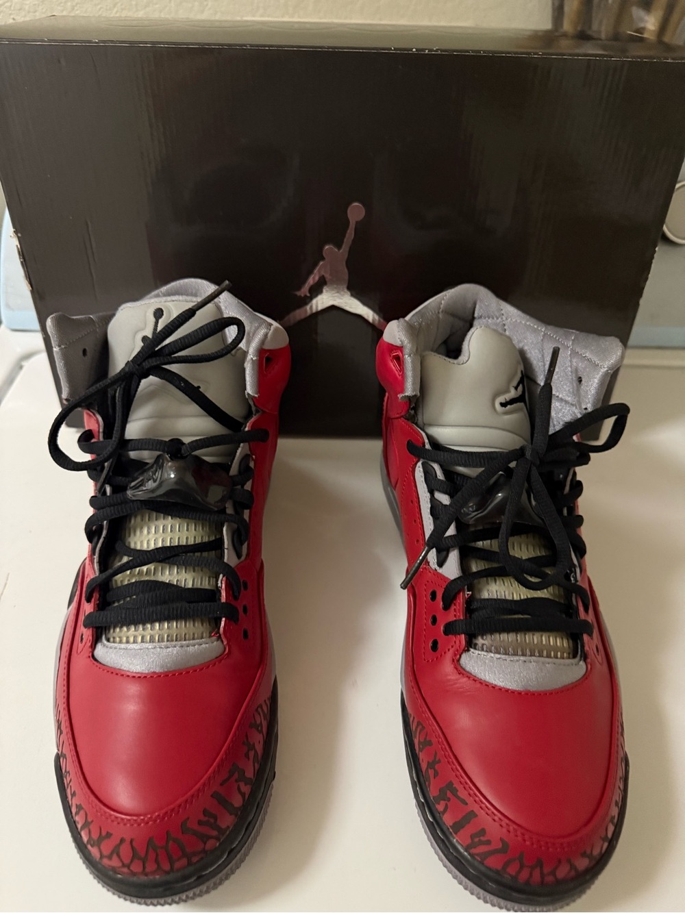 Jordan Red and Gray High-Top Rare Air with box